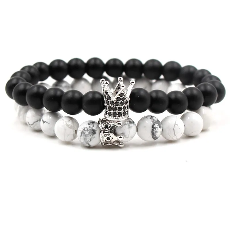 Volcanic Stone Agate Buddha Beads Natural Stone Elastic Bracelet