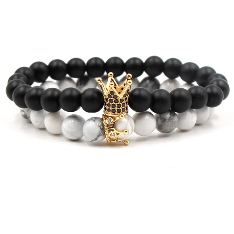 Volcanic Stone Agate Buddha Beads Natural Stone Elastic Bracelet