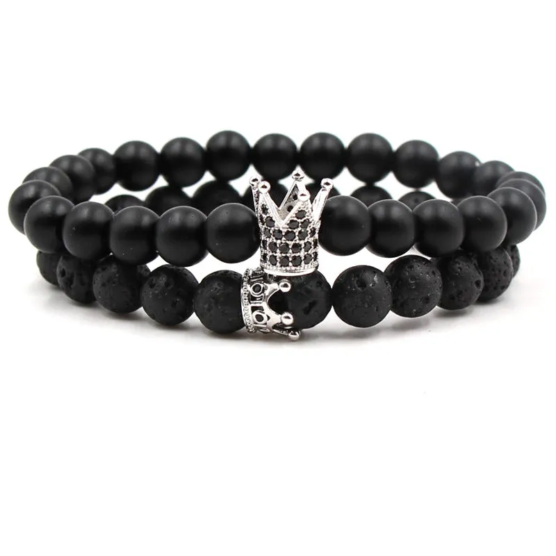 Volcanic Stone Agate Buddha Beads Natural Stone Elastic Bracelet