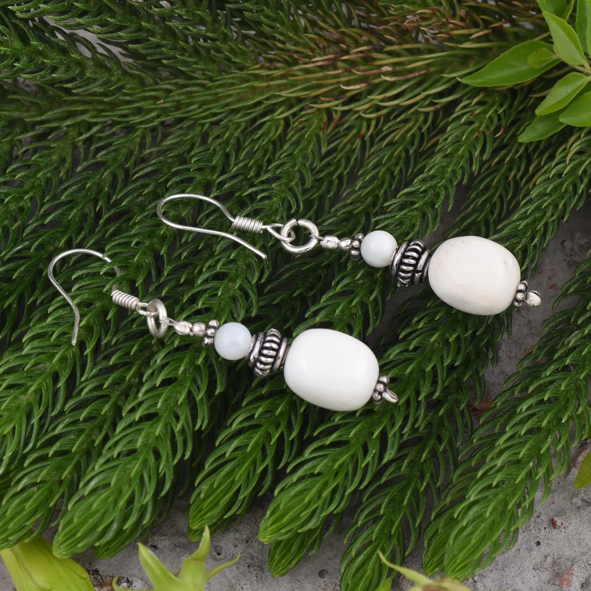 White Jasper Gemstone Earrings