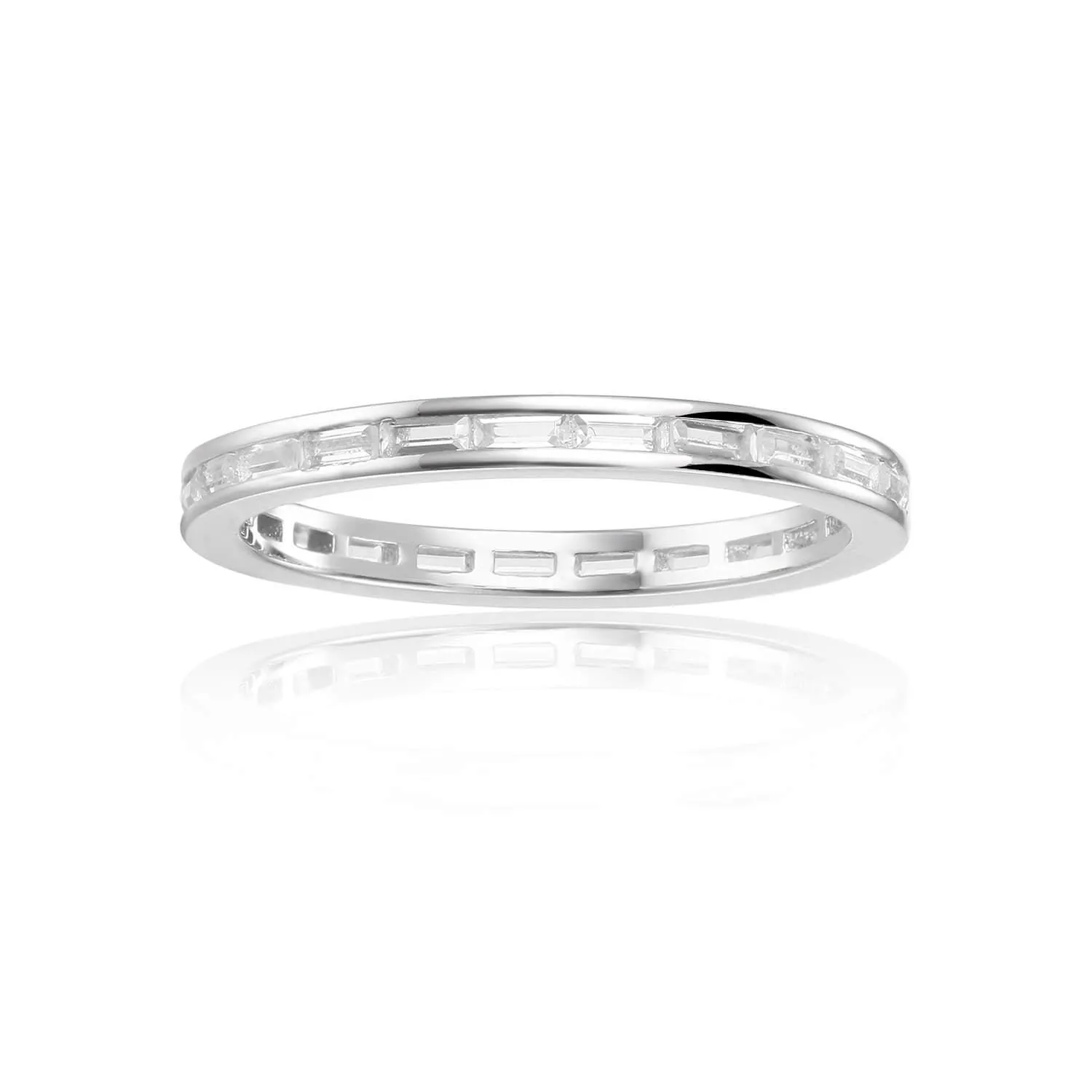 White Topaz Baguette Eternity Ring