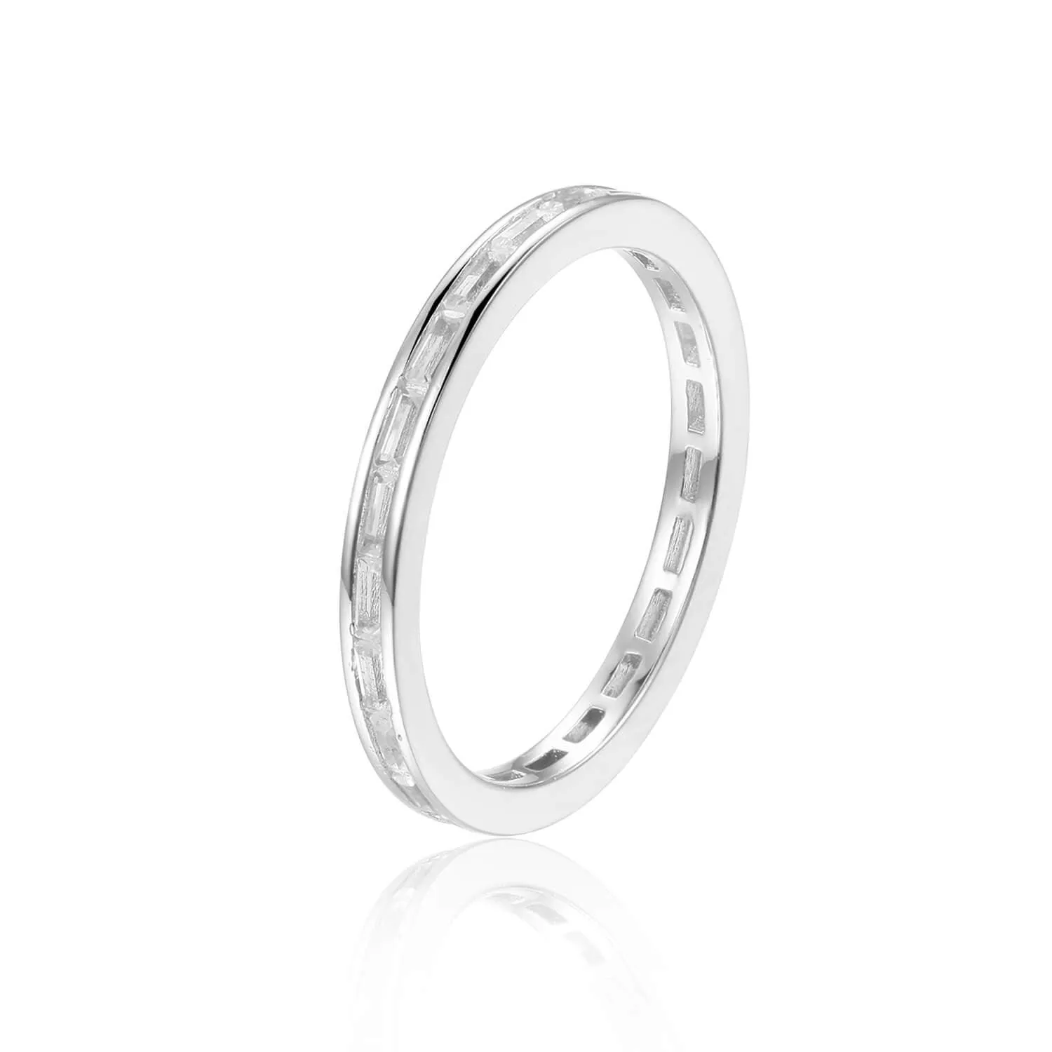 White Topaz Baguette Eternity Ring
