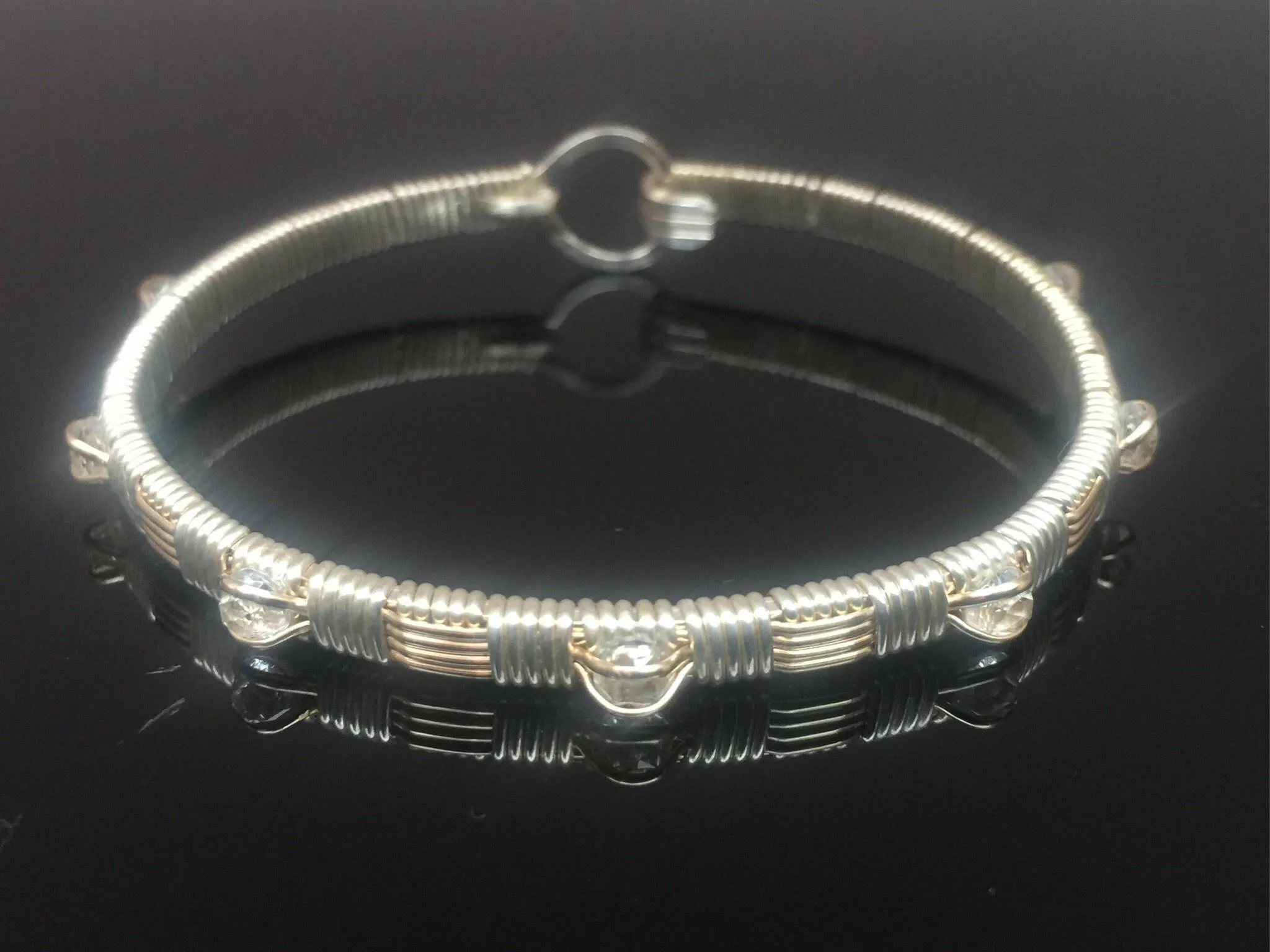 White Topaz Gemstone Bangle Bracelet