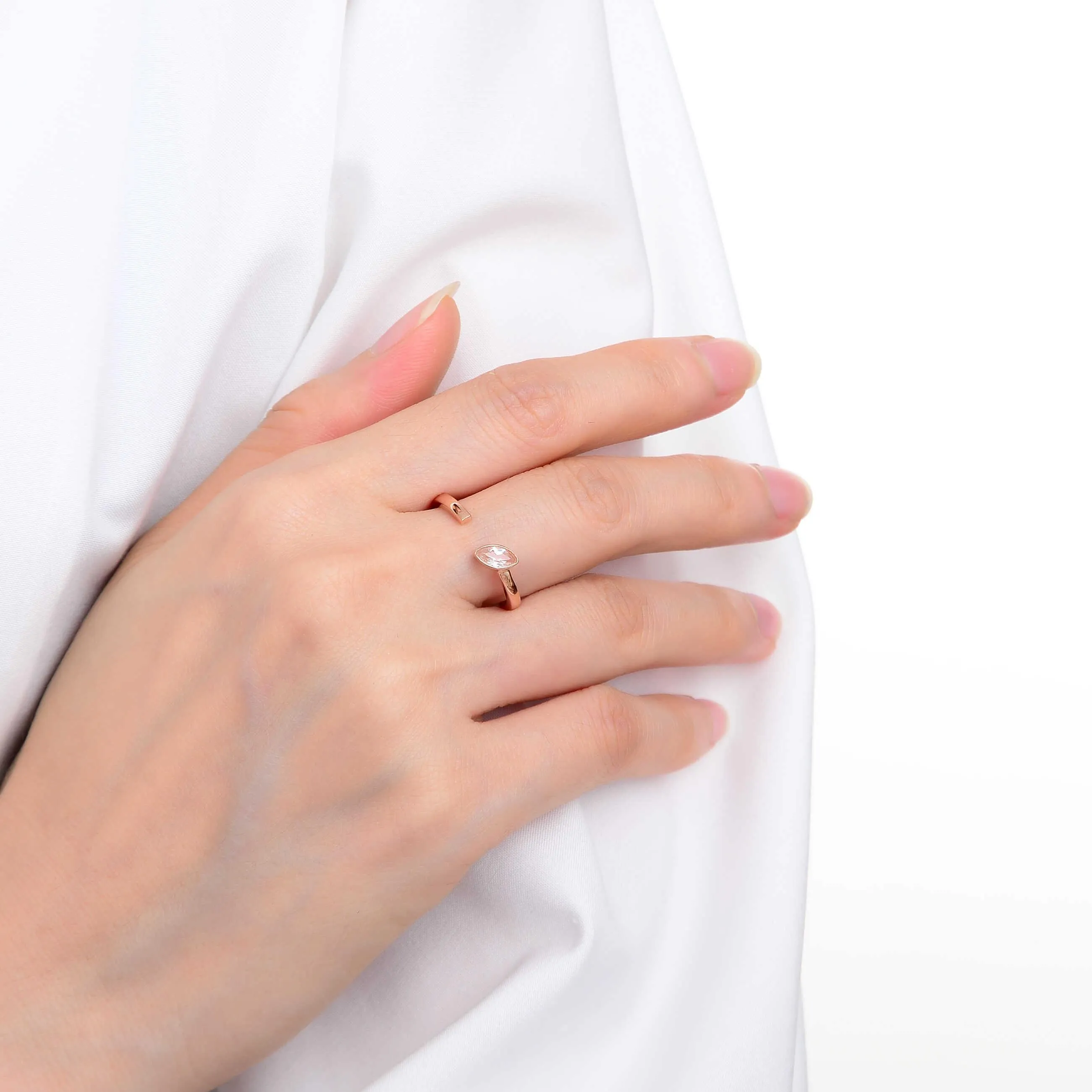 White Topaz Marquise Open Midi Ring