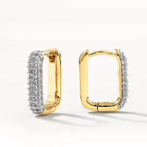 White Topaz Mini Pave Paperclip Earrings in Gold