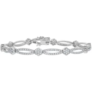 Women's Bracelet - Sterling Silver Flower and Open Oval Topaz | BLT-7366