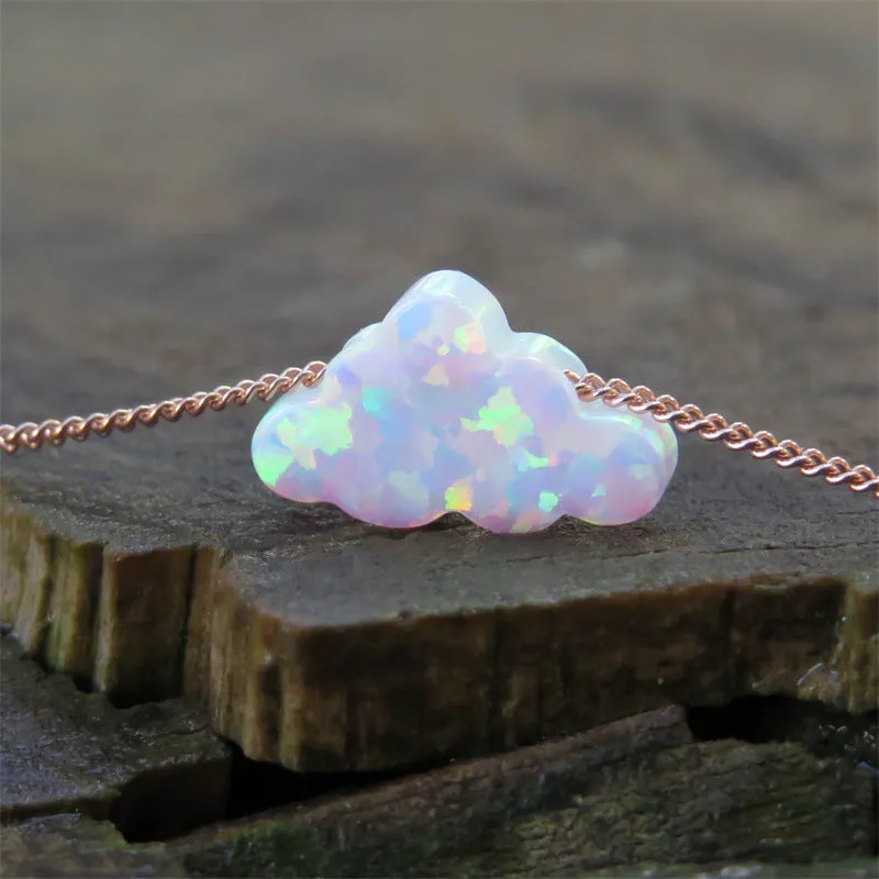 Women's Imitation Opal Resin Cloud Pendant Necklace