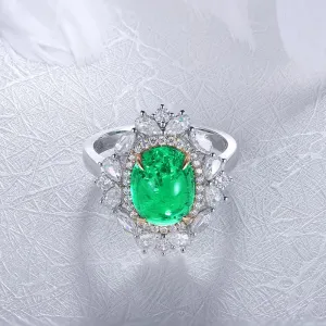Women's luxury cocktail ring with colombian emerald and jewelems diamond SKU: 6142062