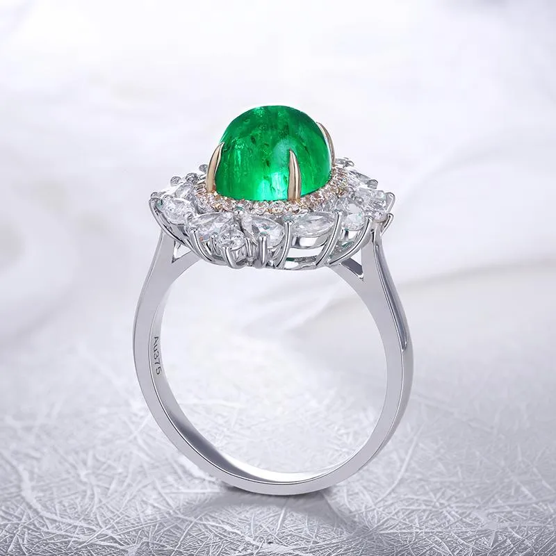 Women's luxury cocktail ring with colombian emerald and jewelems diamond SKU: 6142062