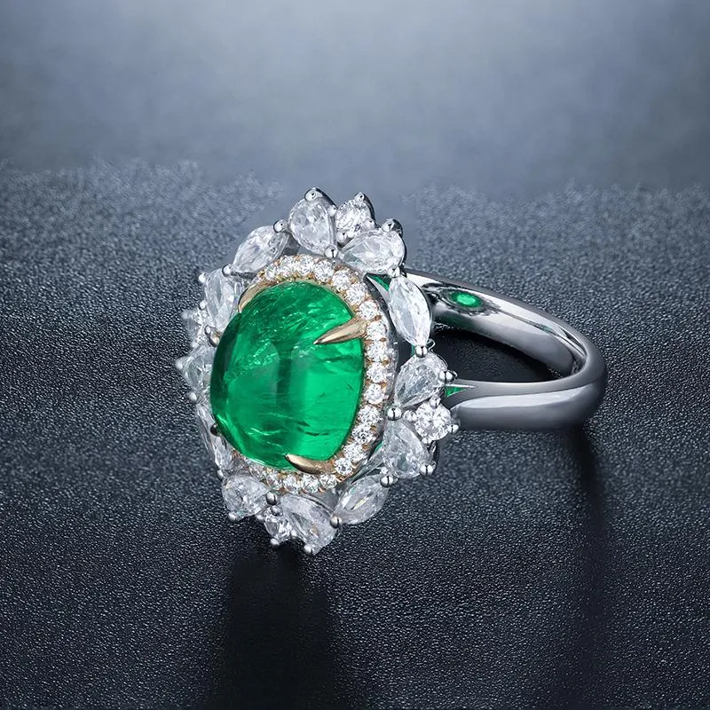 Women's luxury cocktail ring with colombian emerald and jewelems diamond SKU: 6142062